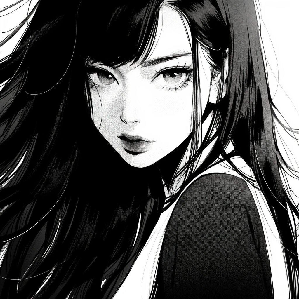 黑白系女生头像|酷黑女生头像