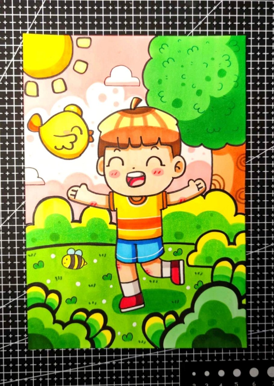 秋游儿童画 秋游,外出游玩系列主题都适用