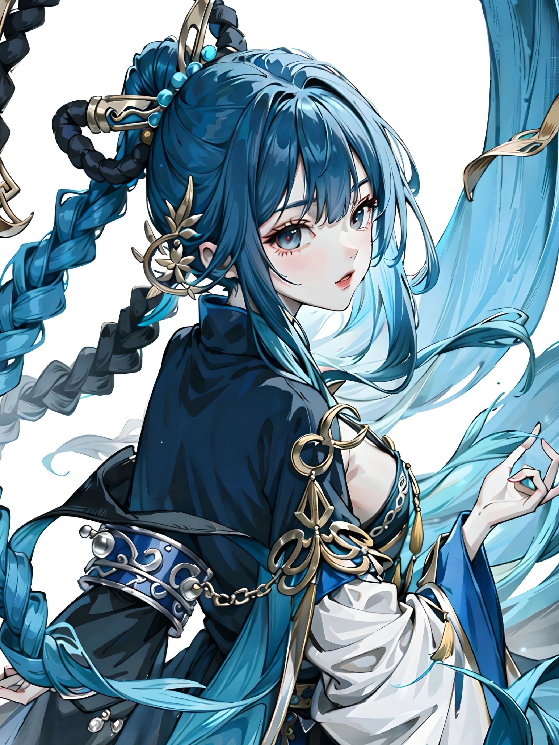 蓝衣古风少女|头像|壁纸|插画