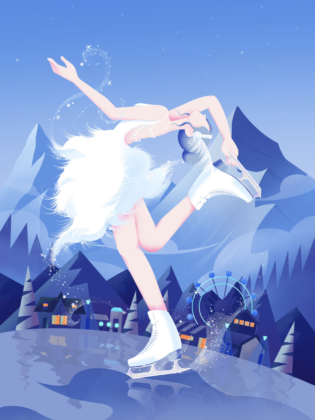 上班作品|运动人物插画之花样滑冰附过程 插画故事: 好久没给大家更新