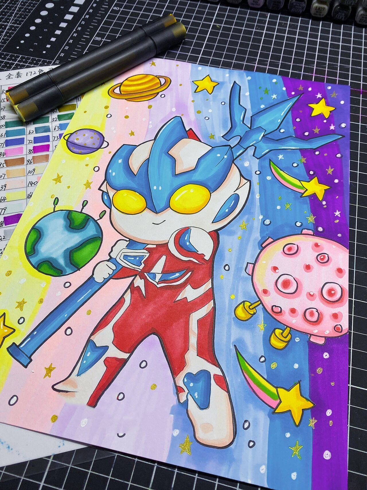 马克笔动漫之奥特曼系列. 马克笔临摹作品