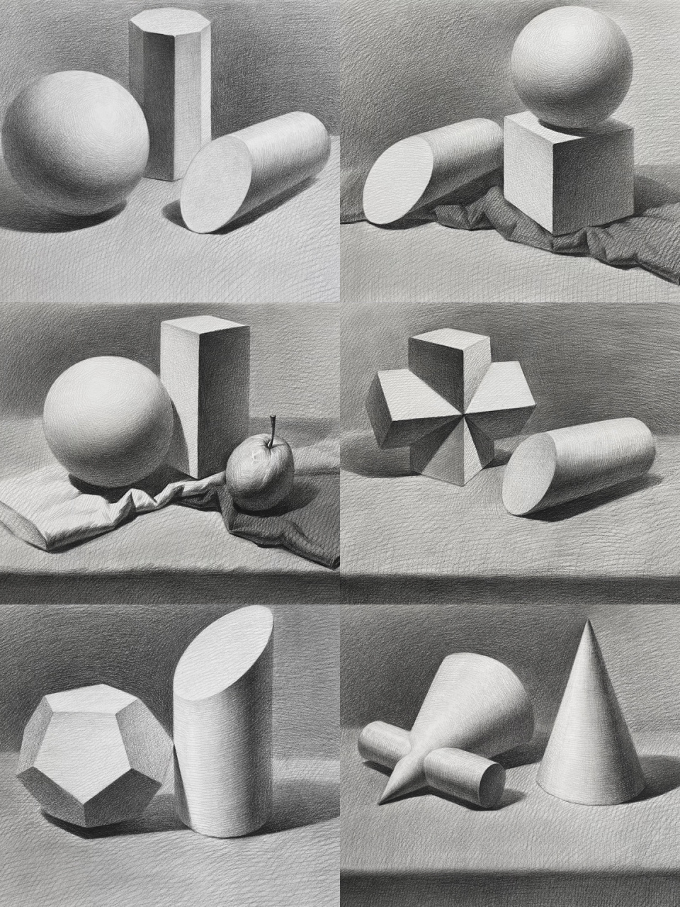 石膏几何形体组合训练