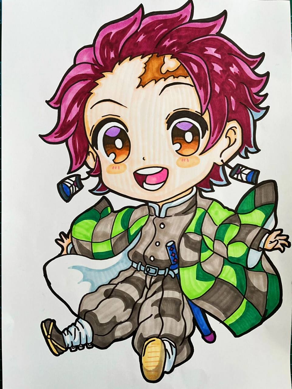 炭治郎 #多乐绘马克笔# #马克笔简笔画# #寻找小红书绘画大神# #鬼灭