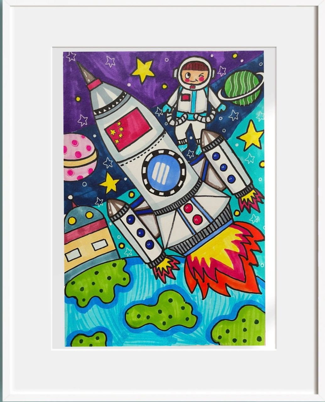 航空主题绘画(航天)            学生的成功是我最大的欣慰