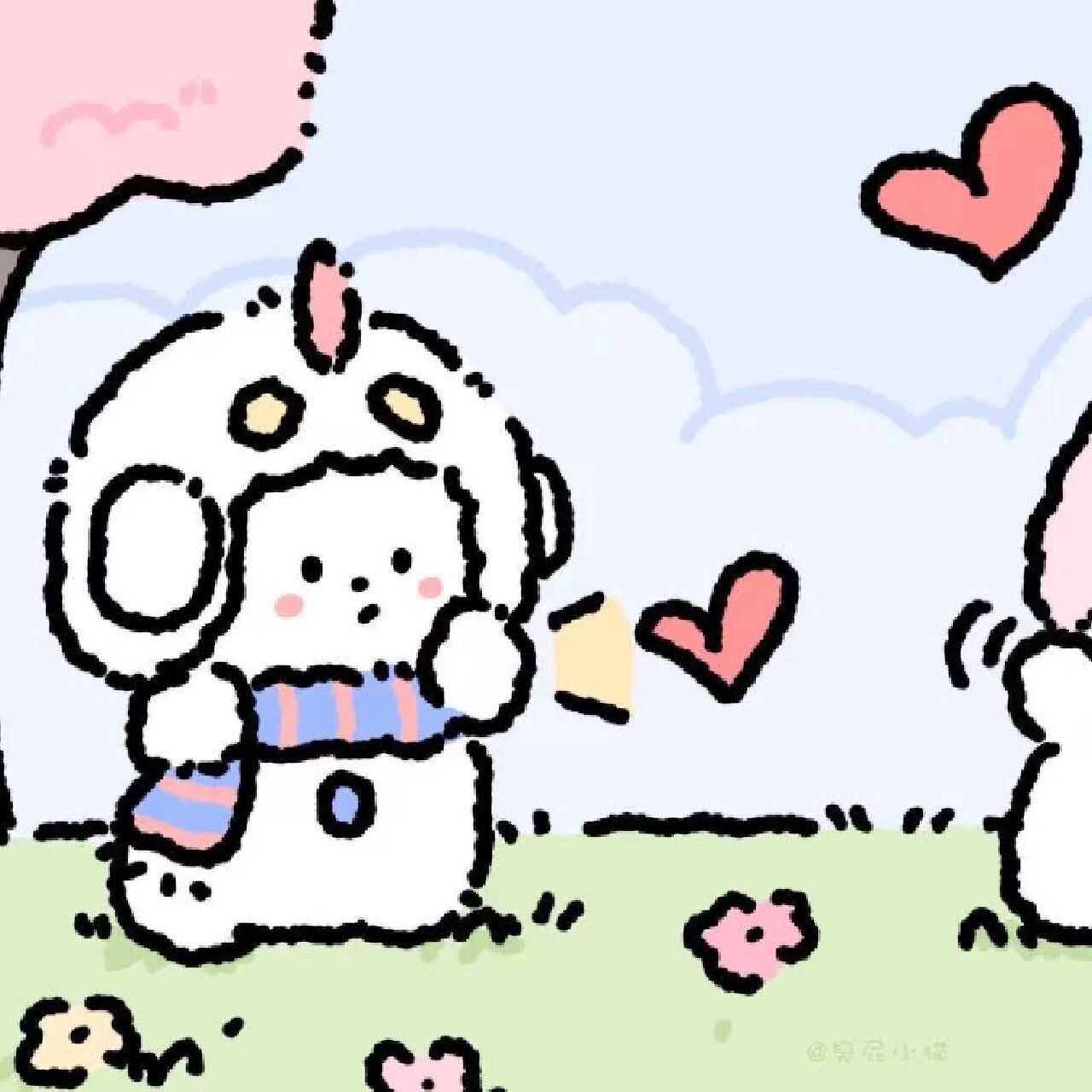 奥特曼小狗打小怪兽啦 情侣头像 biubiu发射爱心