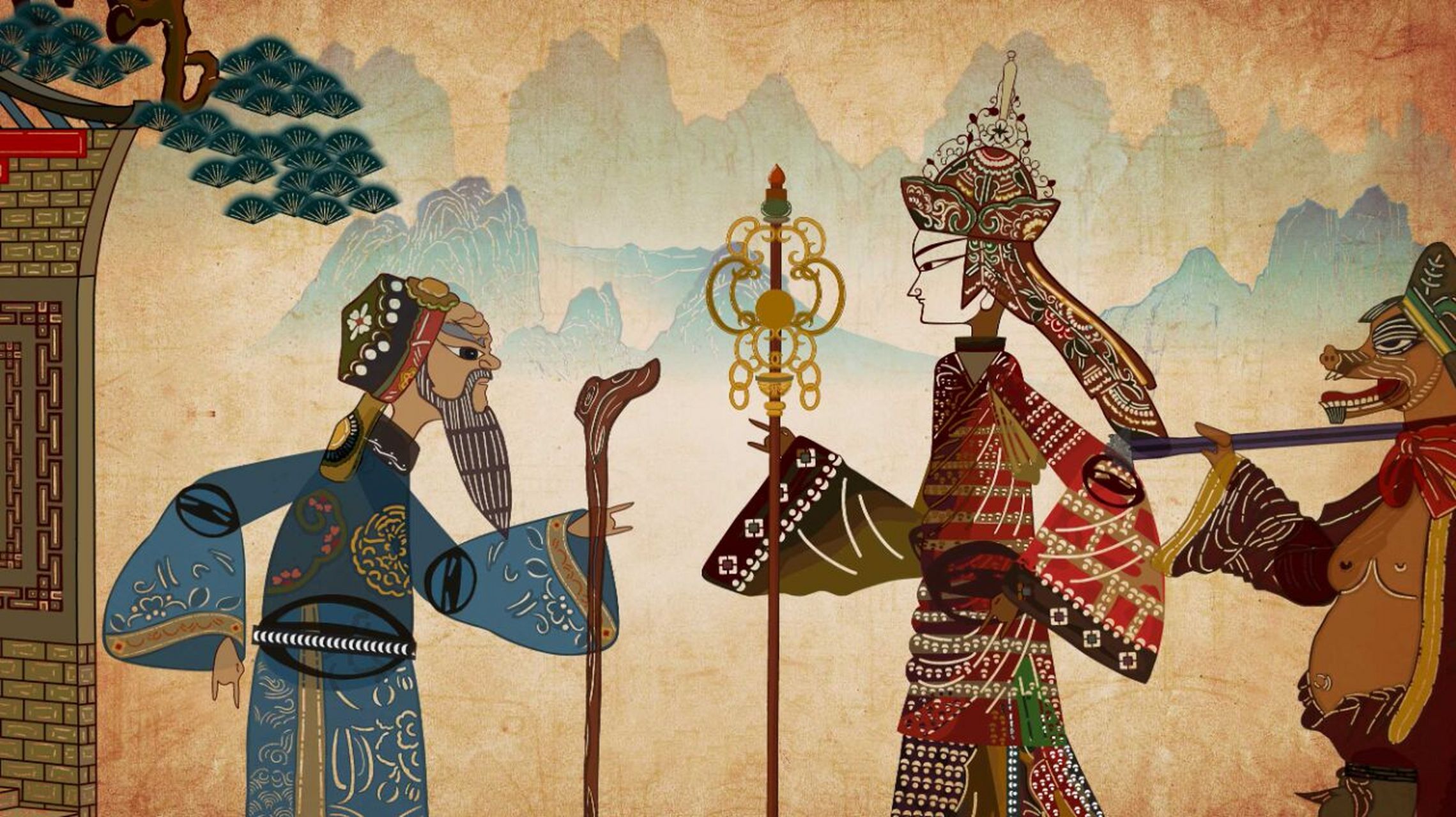 皮影动画《孙悟空三打白骨精》作品截图 #皮影#  #非遗皮影