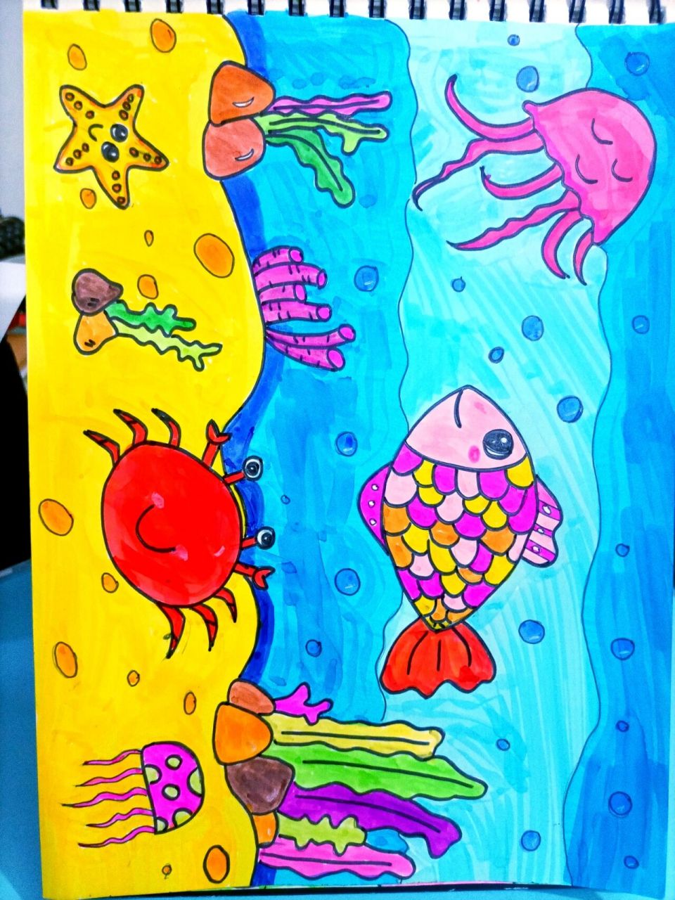 海底简笔画大全带颜色图片