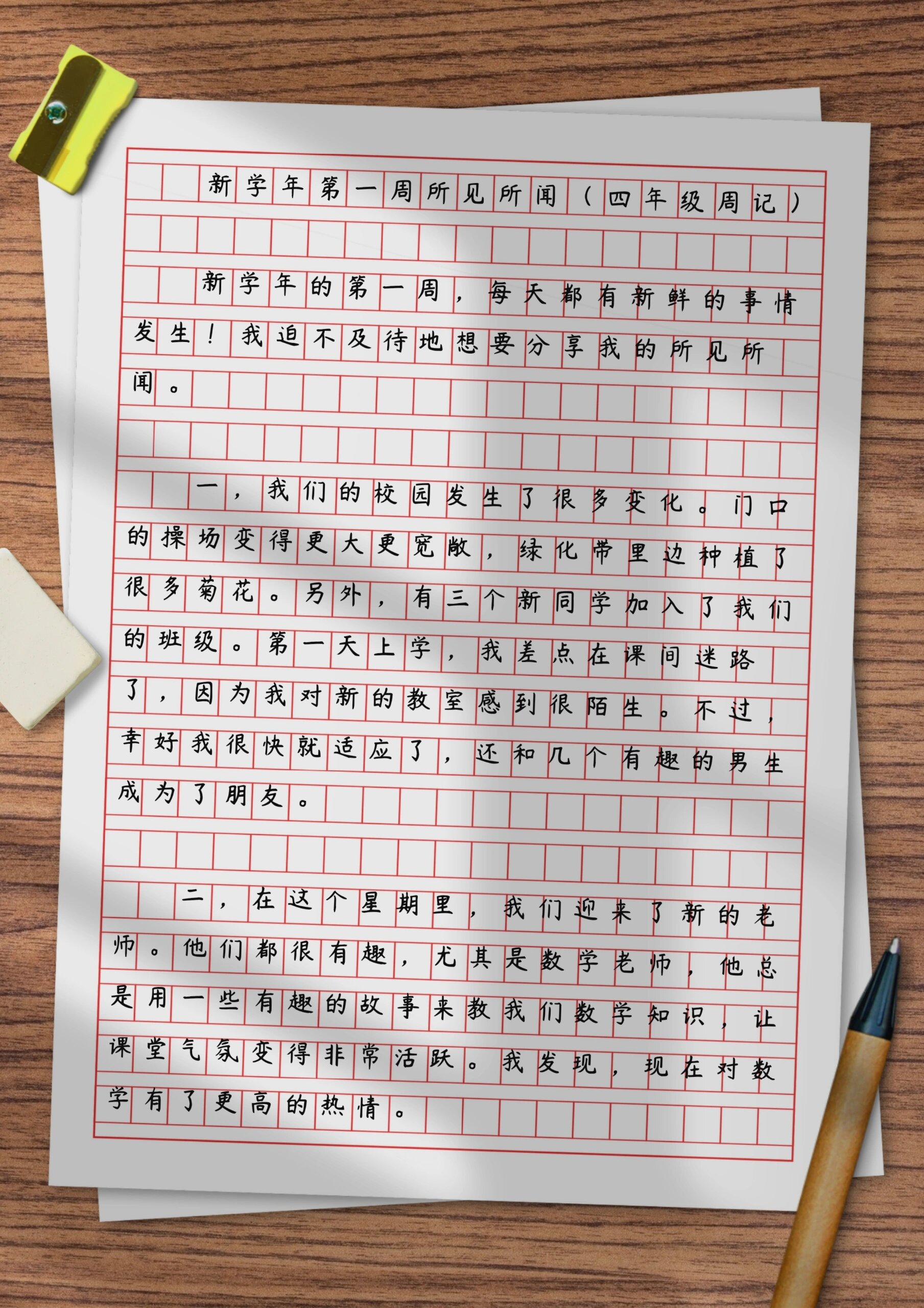 4⃣四年级新学期周记2003原创小学生范文