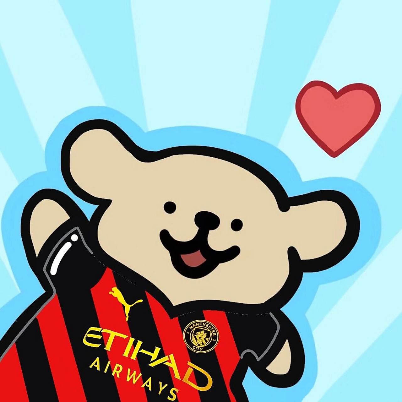 满课的一天总算抽时间把曼城客场小狗画出来啦!