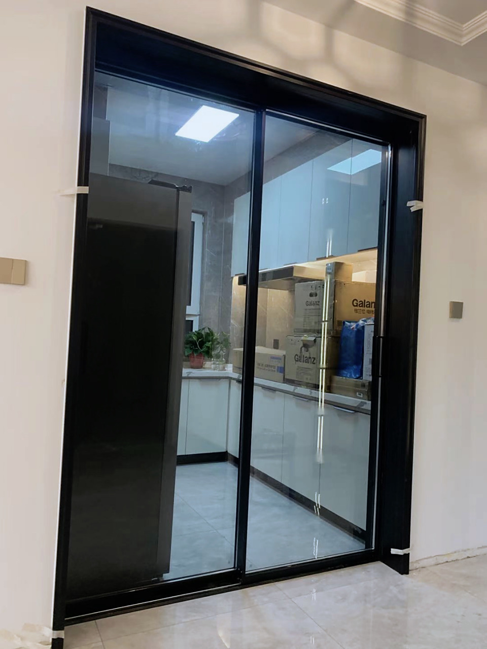 极简灰玻推拉门 厨房推拉门,极简风真的超级爱7815,玻璃选的双层