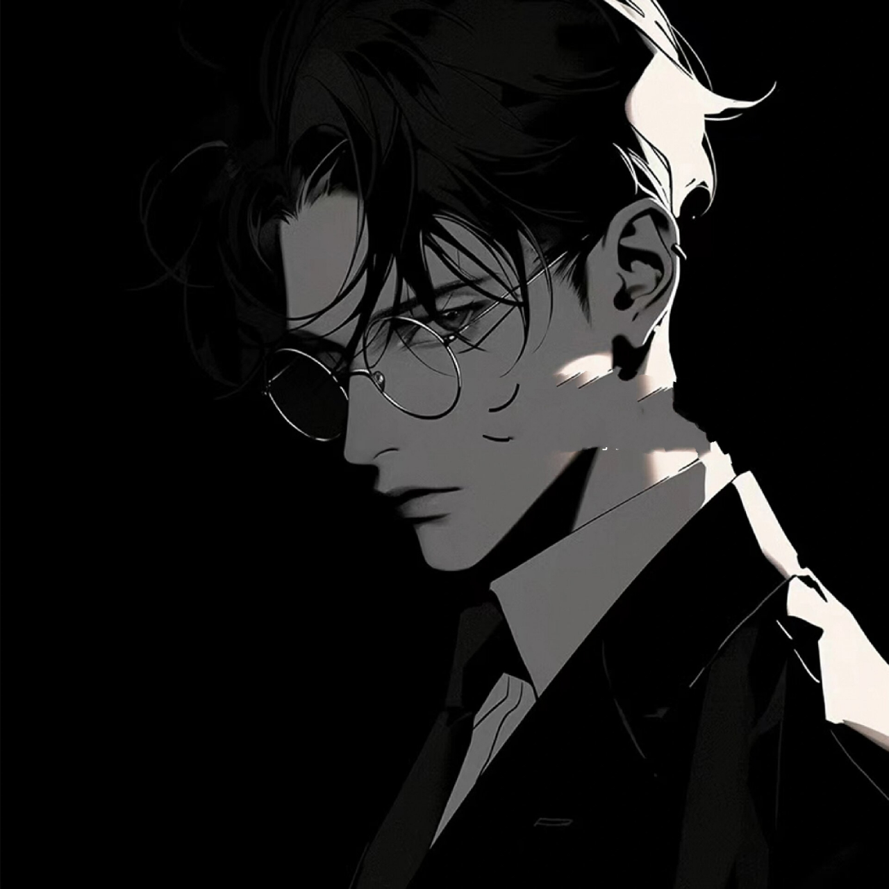 「男生头像」黑色系霸总动漫男头像