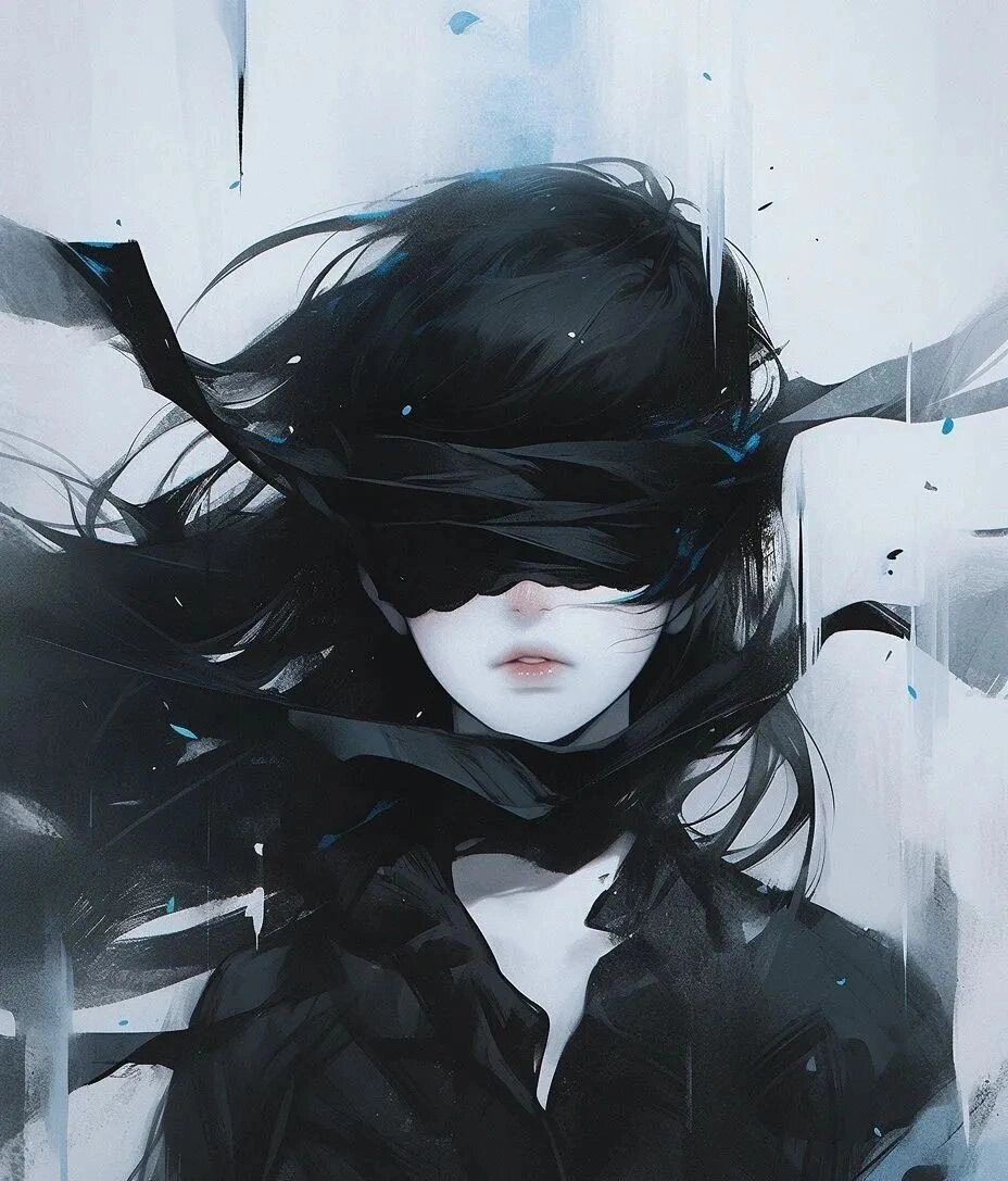 蒙眼女头 #女生头像