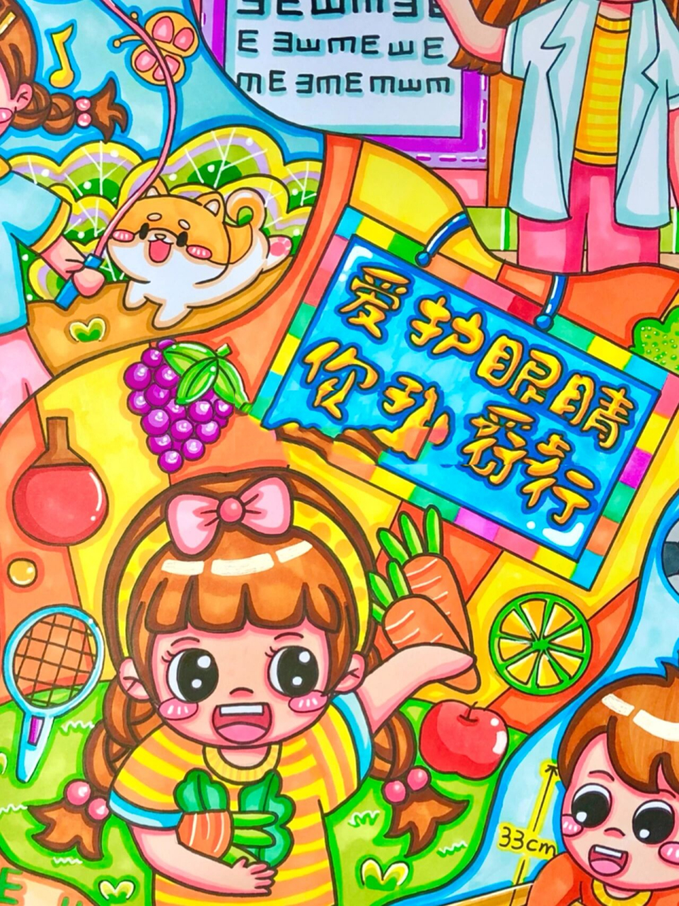 爱护眼睛主题画,保护眼睛爱眼护眼主题画 更新一个小局部,爱眼护眼