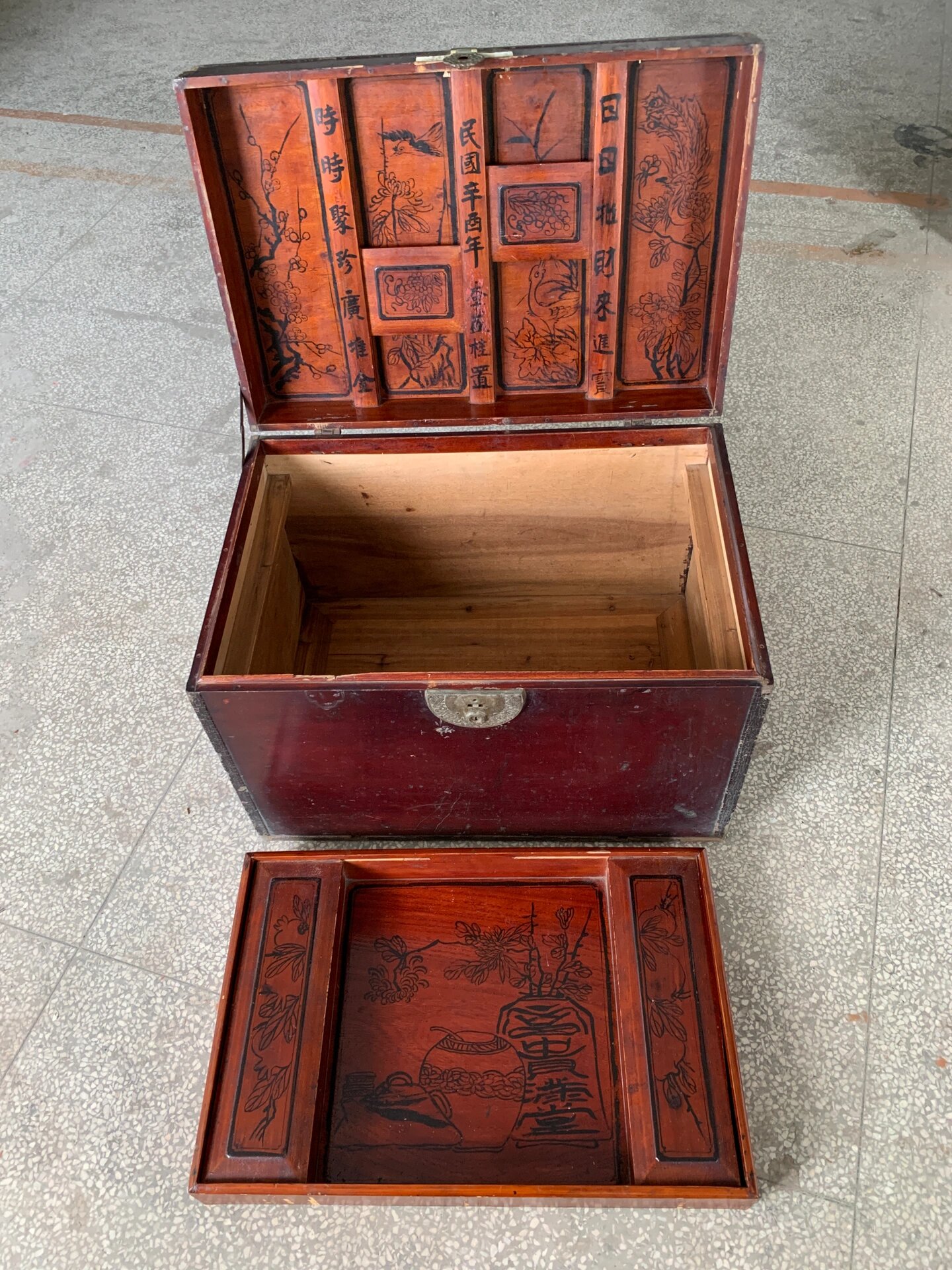 民国老樟木钱箱 老实木钱柜 百宝箱 聚宝箱