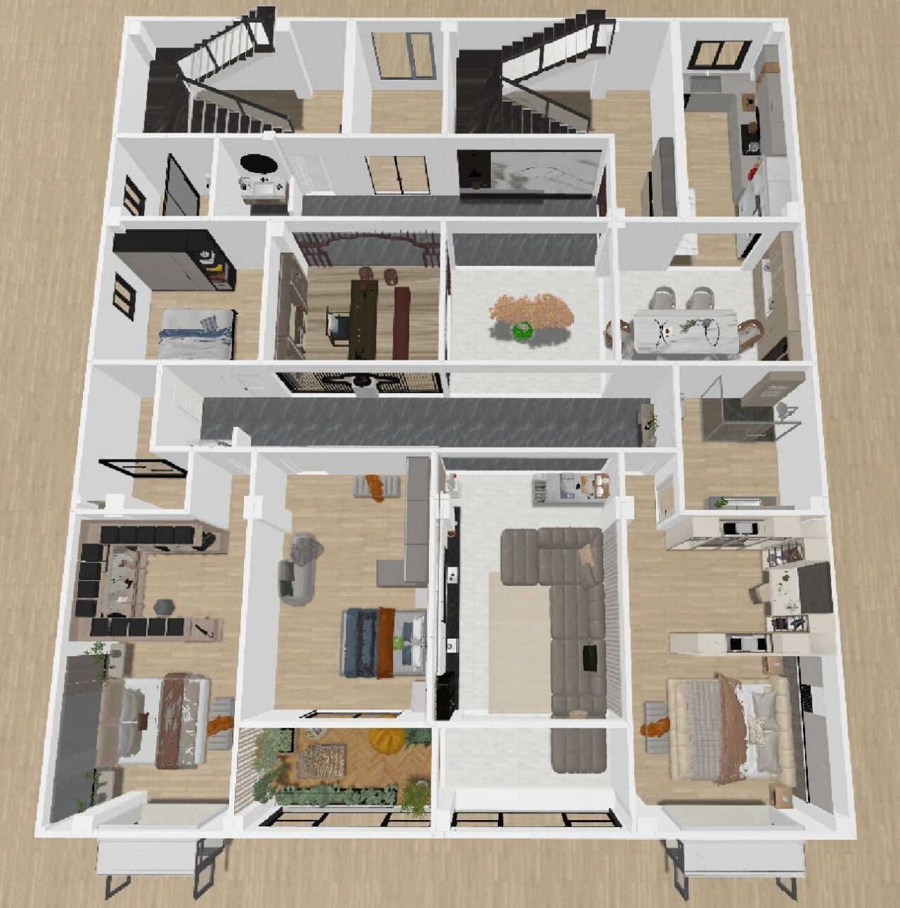 潮汕自建房户型图 4房3卫3厅3阳台2楼梯