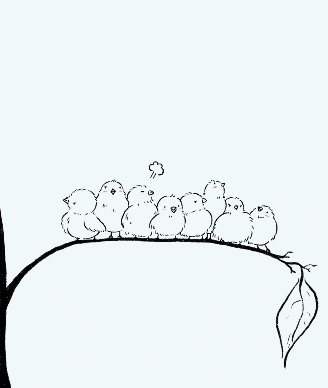 超可爱简笔画·排排站的小鸟 挤一挤暖和嘛