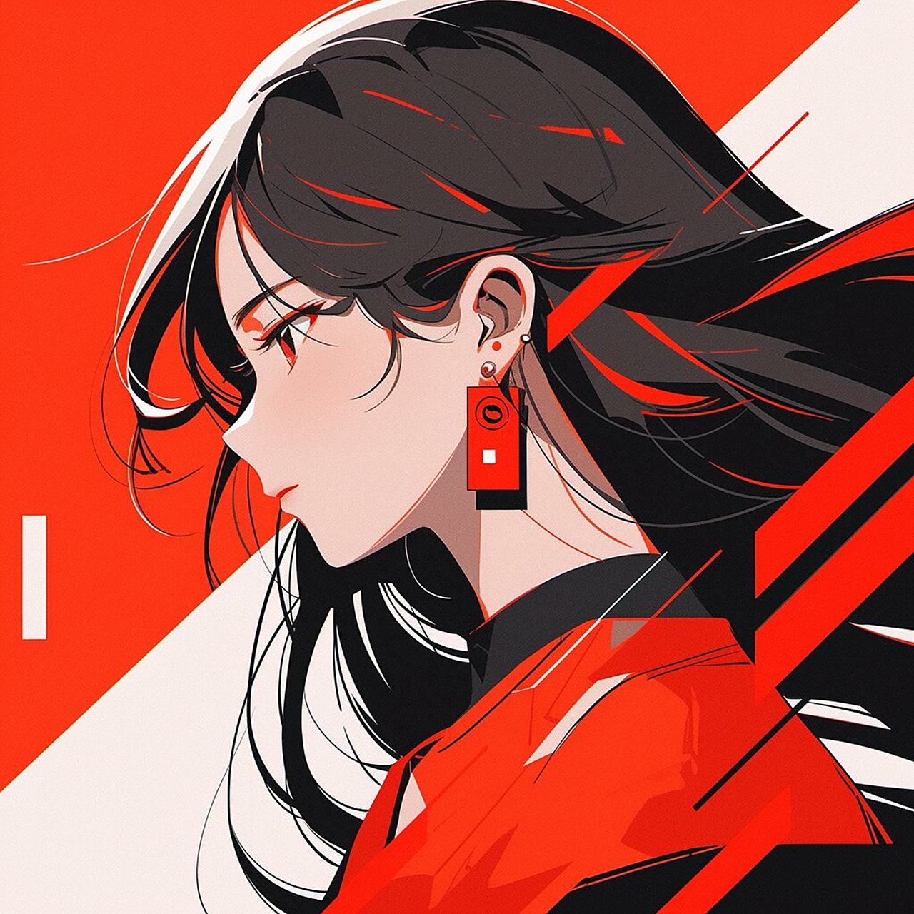 继续尝试复现了一下02红色主题的极简侧脸头像