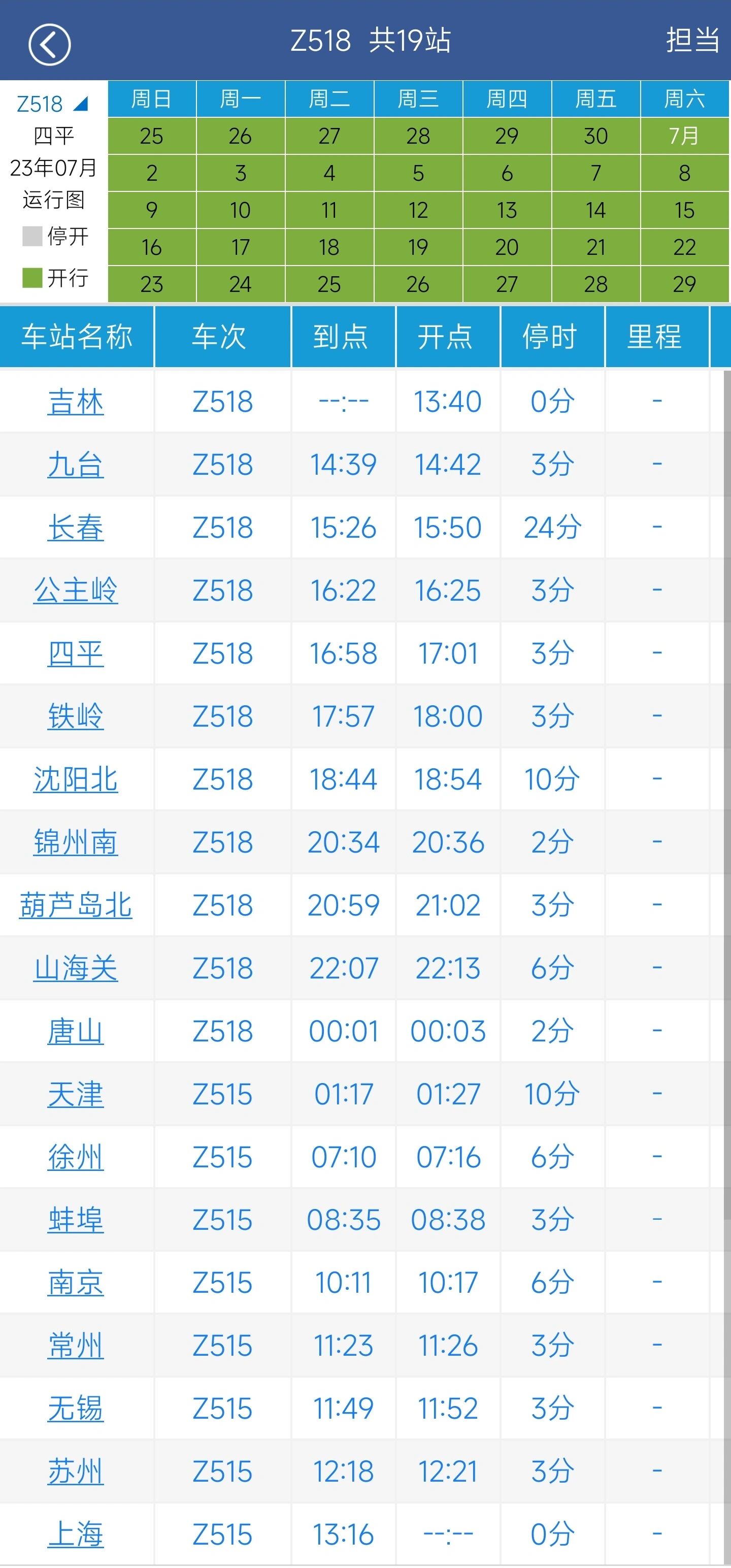 k518升级成z518 东北再添一列进沪直达列车