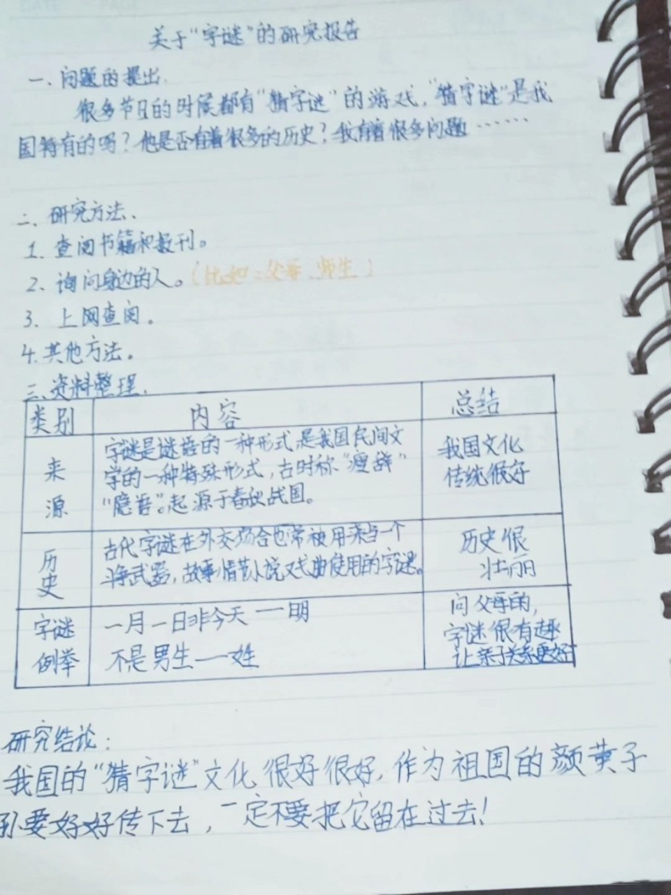 关于字谜的研究报告!