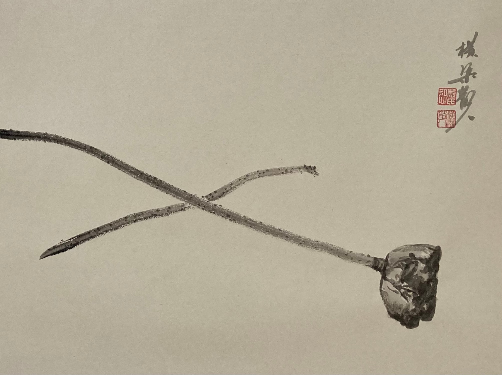 遇见艺术#癸卯秋月#这就是中国风#  国画水墨莲蓬挂画,玄关画,手绘