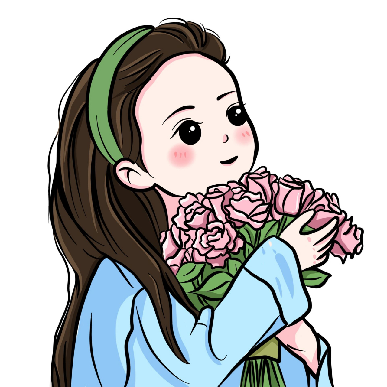 插画头像～刘亦菲手捧花转运头像