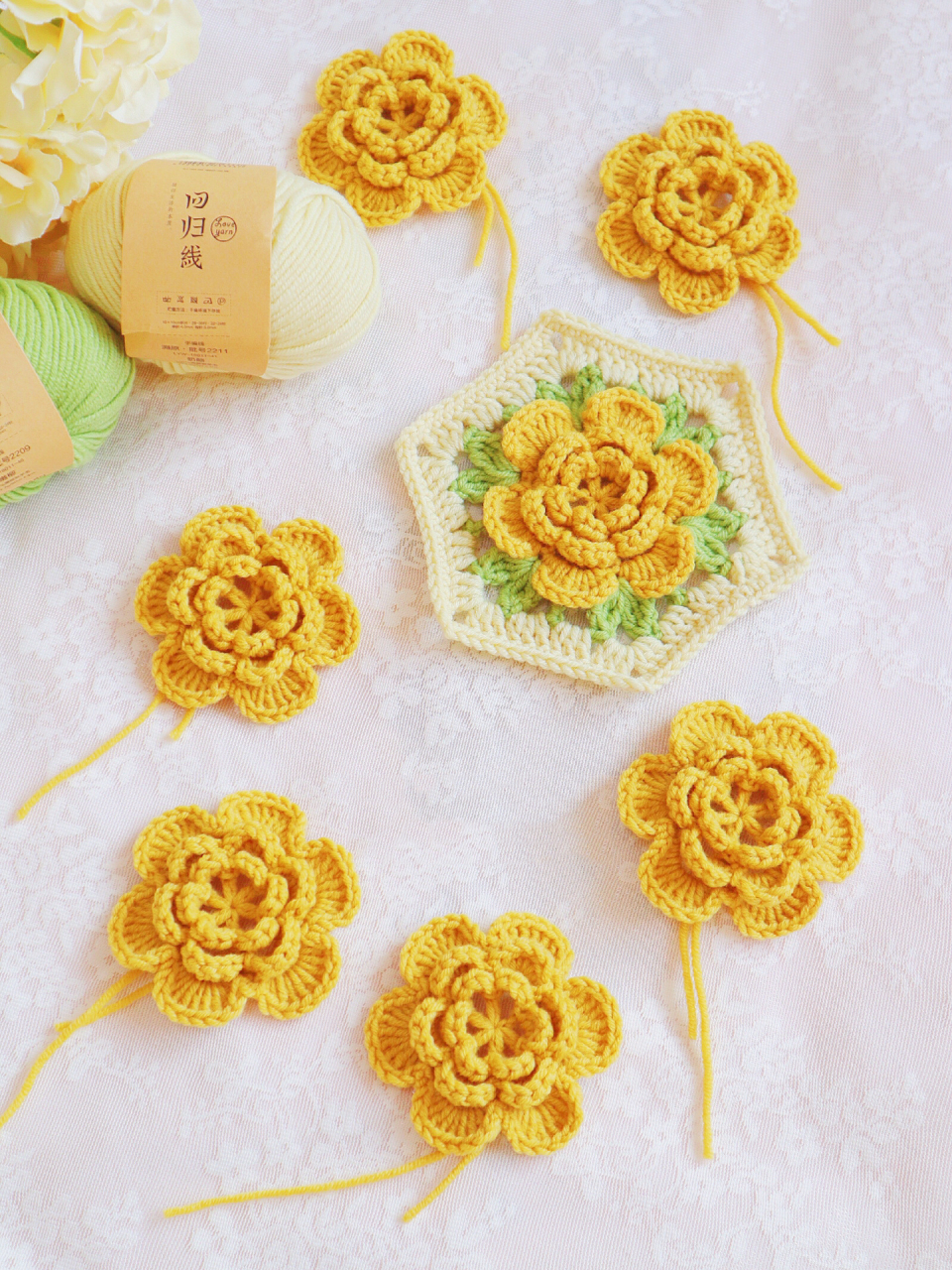 手工钩针编织立体花进度打卡98附花朵图解 沉迷花花,不可自拔 下班