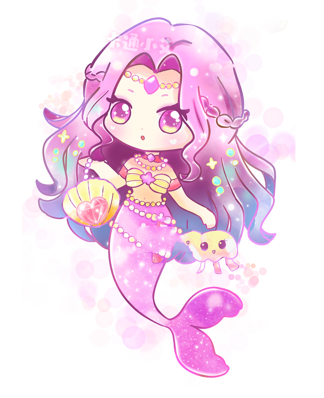 美人鱼公主 卡通简笔画合集 原创十二星座美人鱼公主 可爱美人鱼小