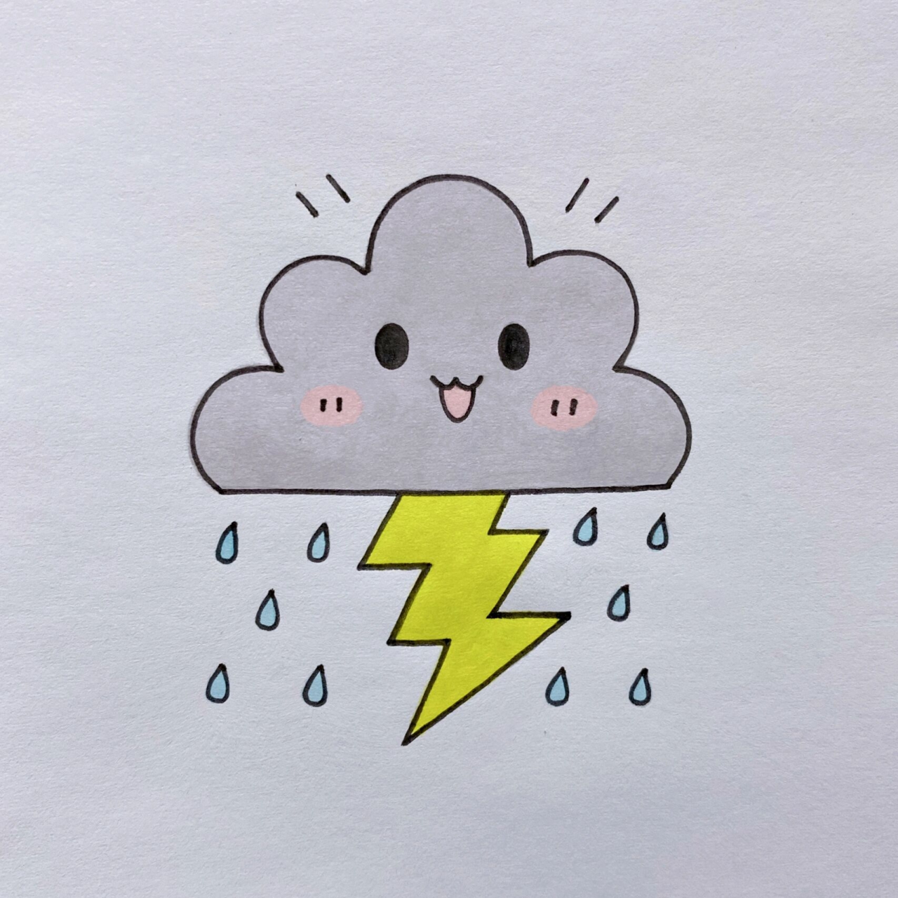 可爱小惊雷简笔画教程