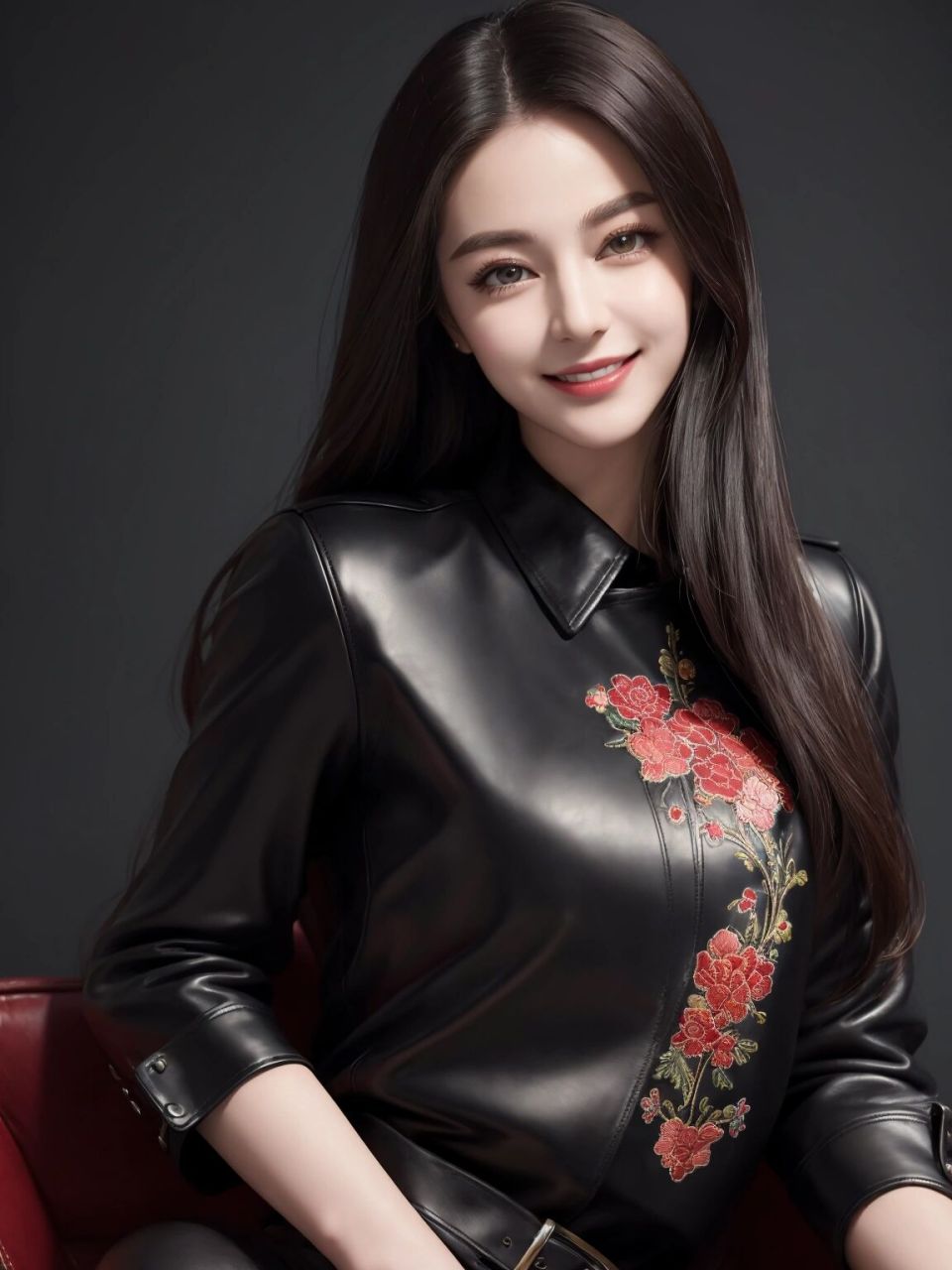 ai海马照时尚之巅,创意无限刺绣皮衣美女!