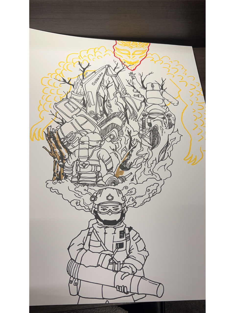 四年级森林消防绘画图片
