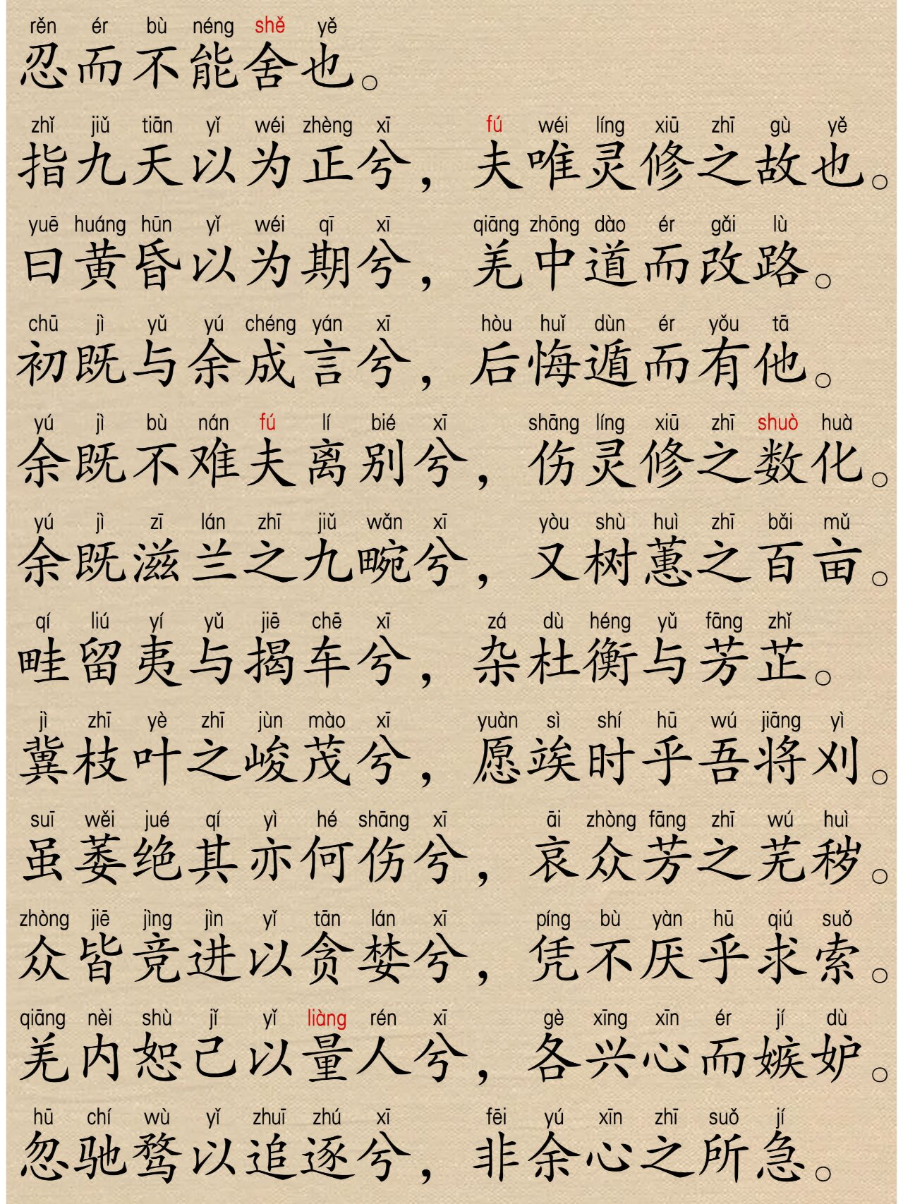 《离骚》完整版来了,带拼音注音