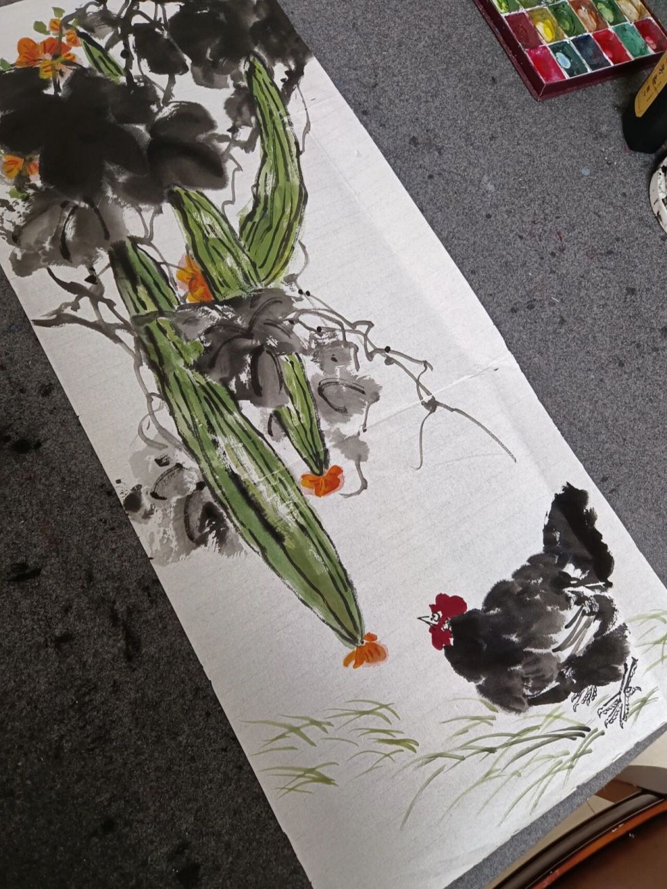 写意花鸟画丝瓜 写意丝瓜和母鸡,戒骄戒躁