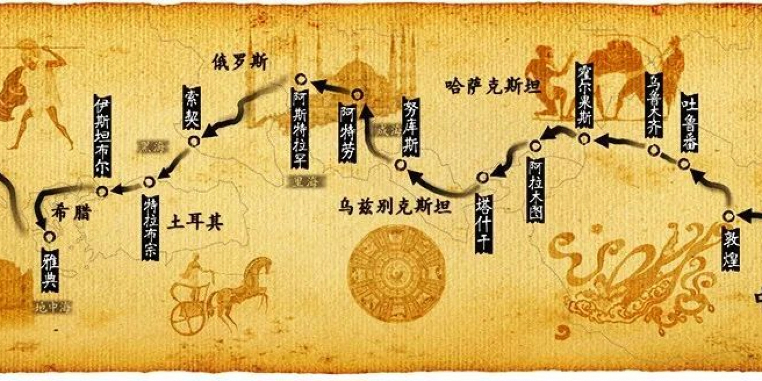 98陆上丝绸之路起源于西汉(前202年—8年)汉武帝派张骞出使西域