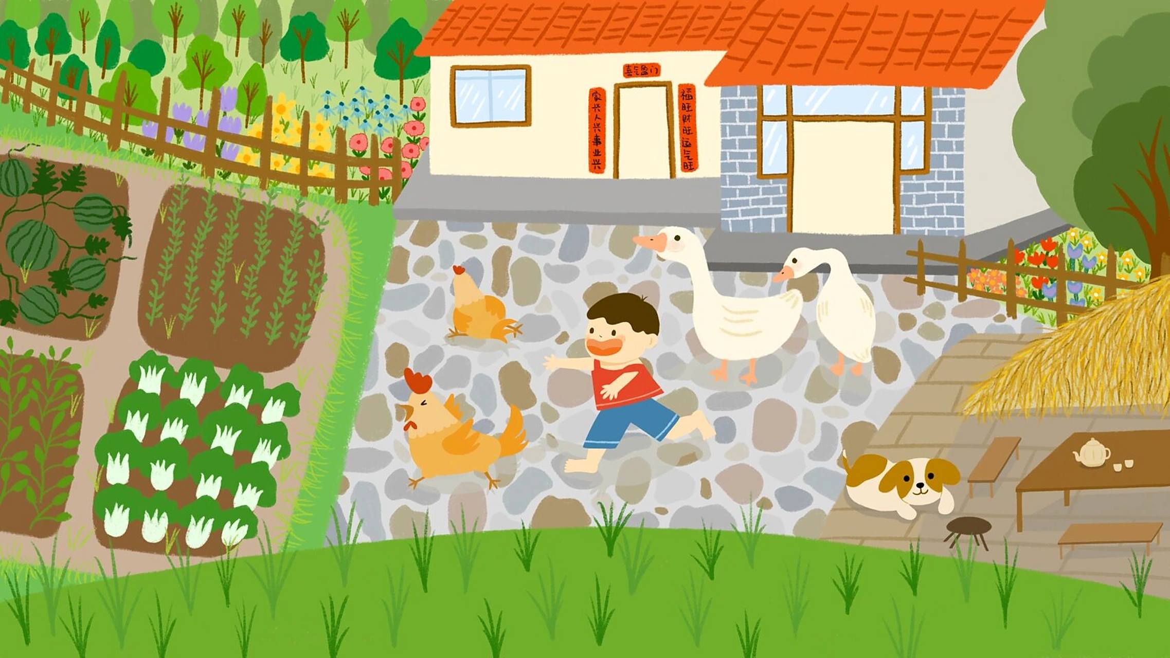 原创插画|农家乐乡村主题  凉爽的秋季到啦～ 大家的秋游有没有安排上