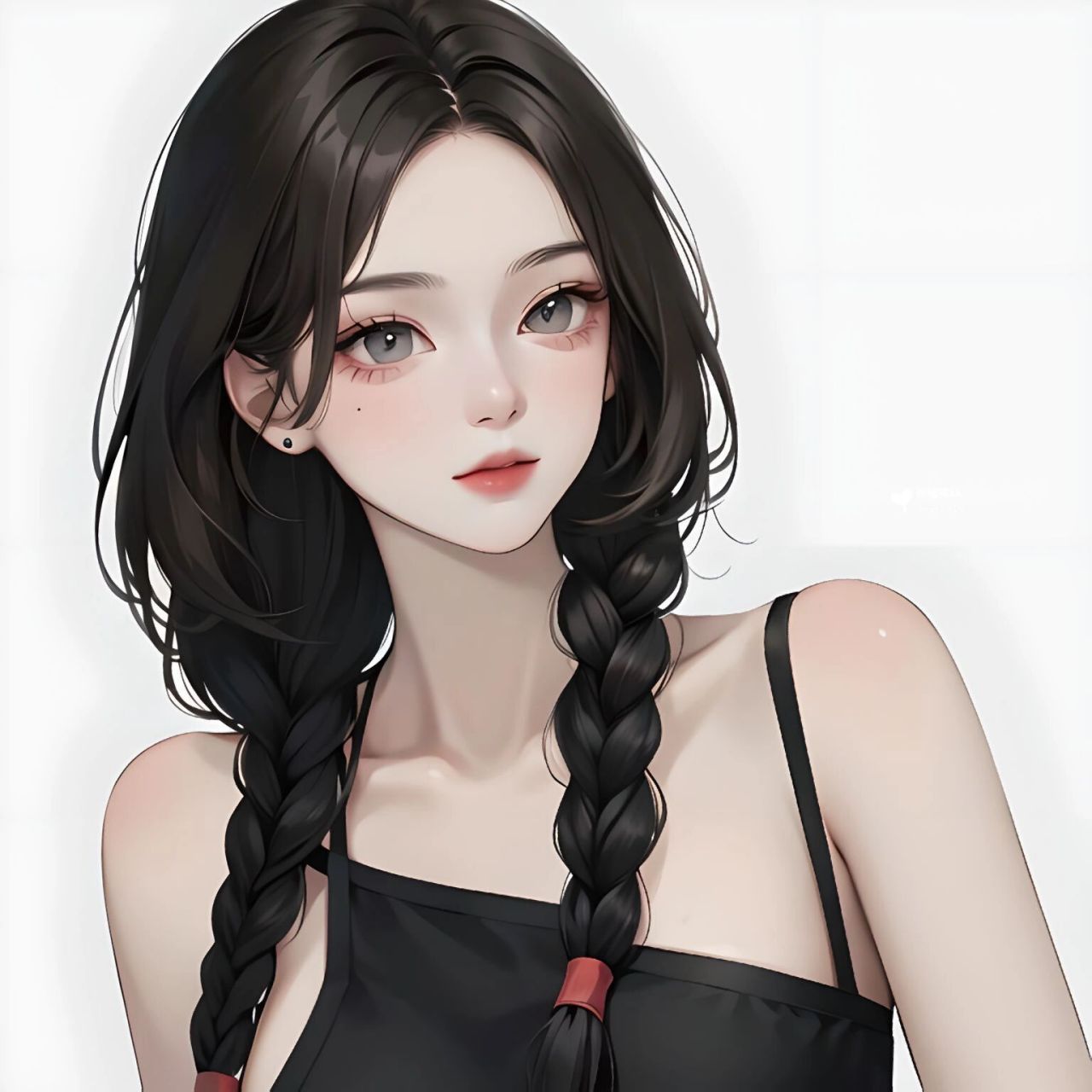 黑发闺蜜头像/女生头像～ 黑色yyds