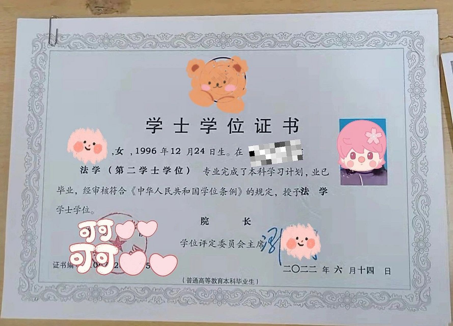 第二学士学位毕业证77学位证