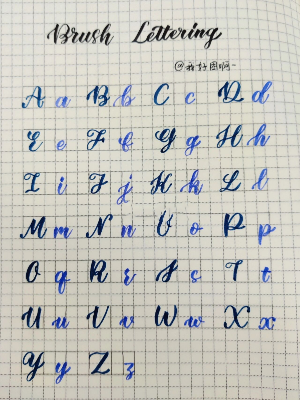 brush英文花体0基础入门✔字母图鉴带虚格 大家有需要自取～