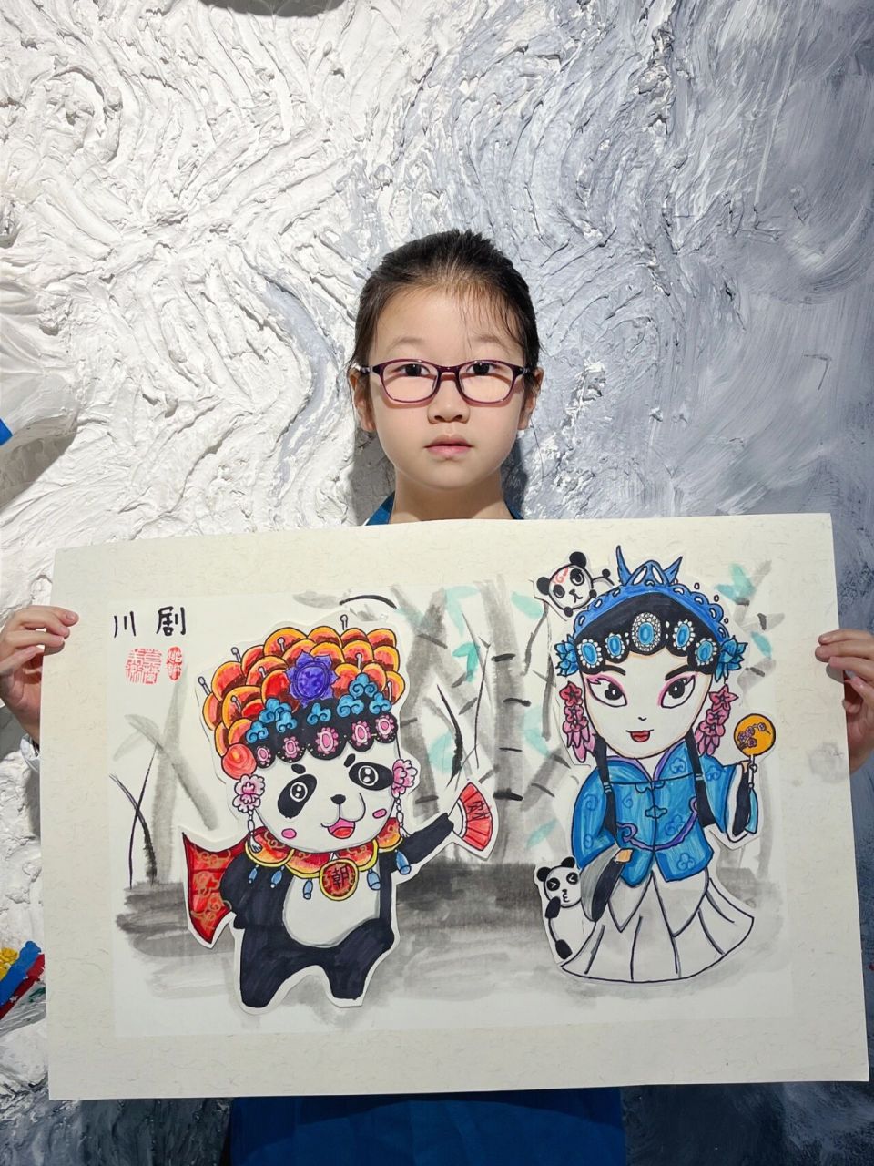 ✨川剧熊猫儿童画     超级喜欢墩墩!参考了一些素材~~ 画了一张