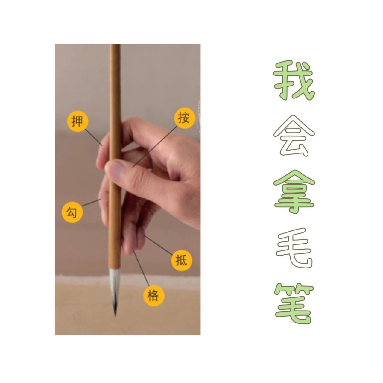 全新的书法课,为我们带来了新朋友—毛笔 掌握正确的执笔姿势很重要