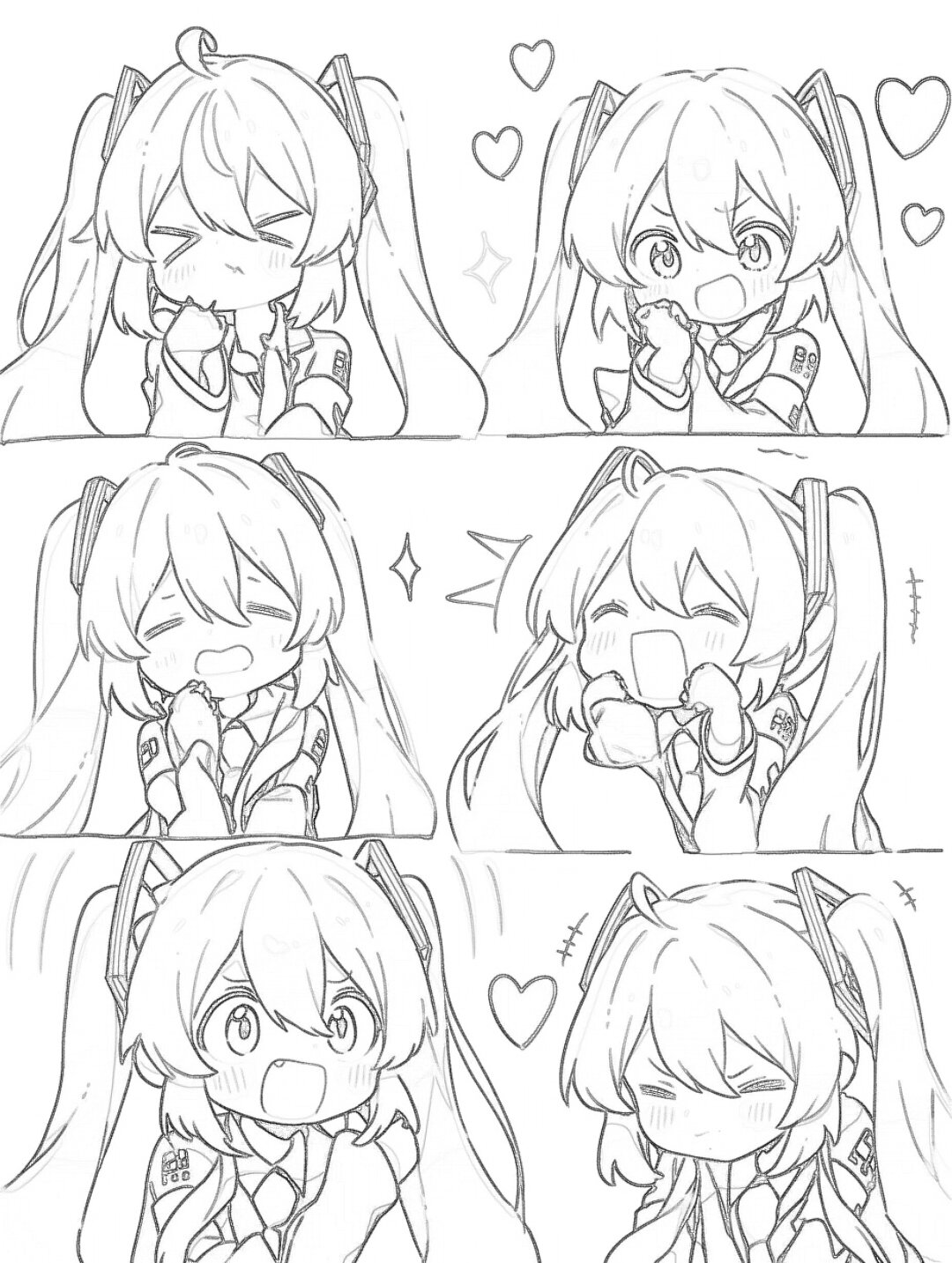 线稿分享|q版初音