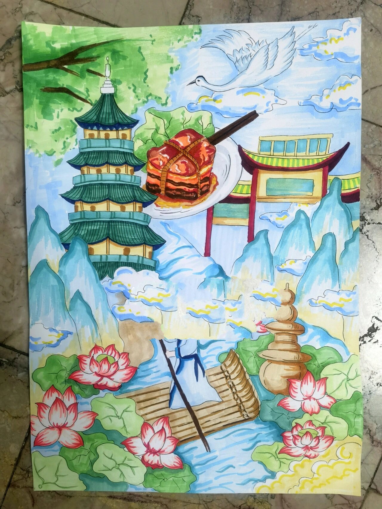 "我的美丽家乡浙江"国风主题画