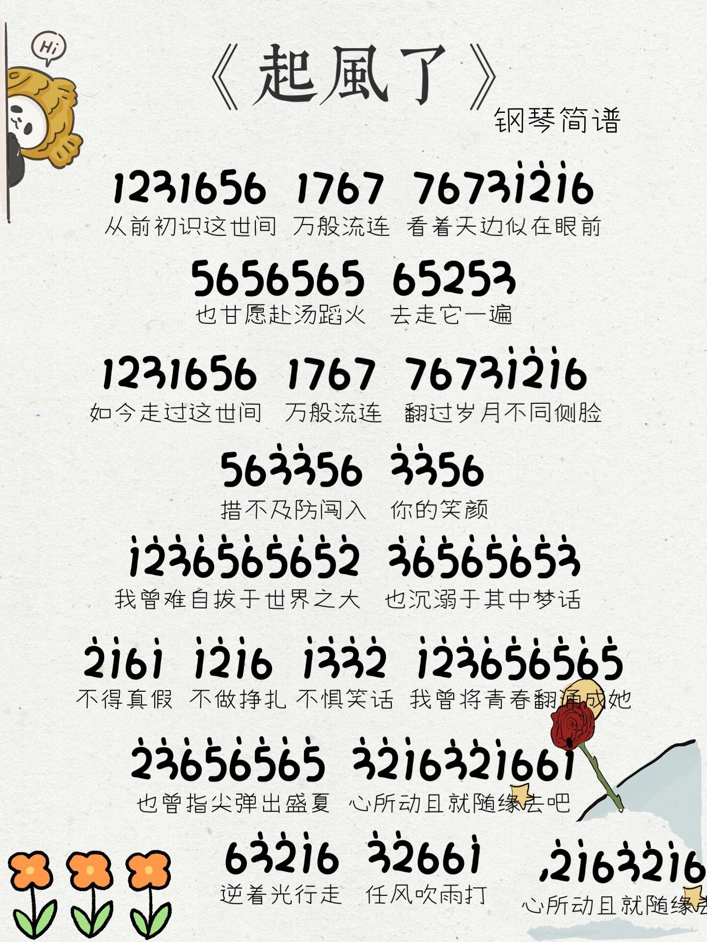 《起风了》钢琴简谱 哇谁弹谁好听的歌