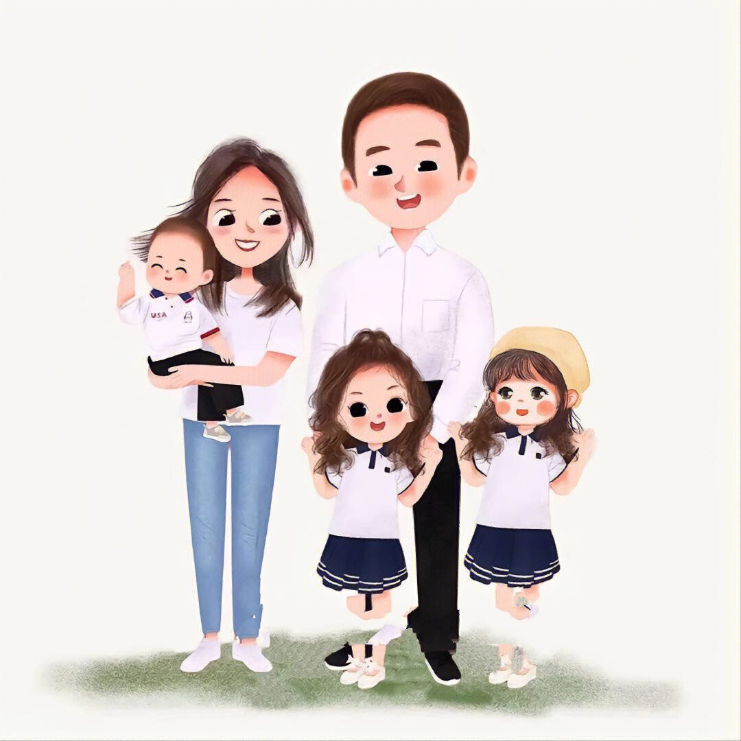 五口之家亲子头像～你留言我作图