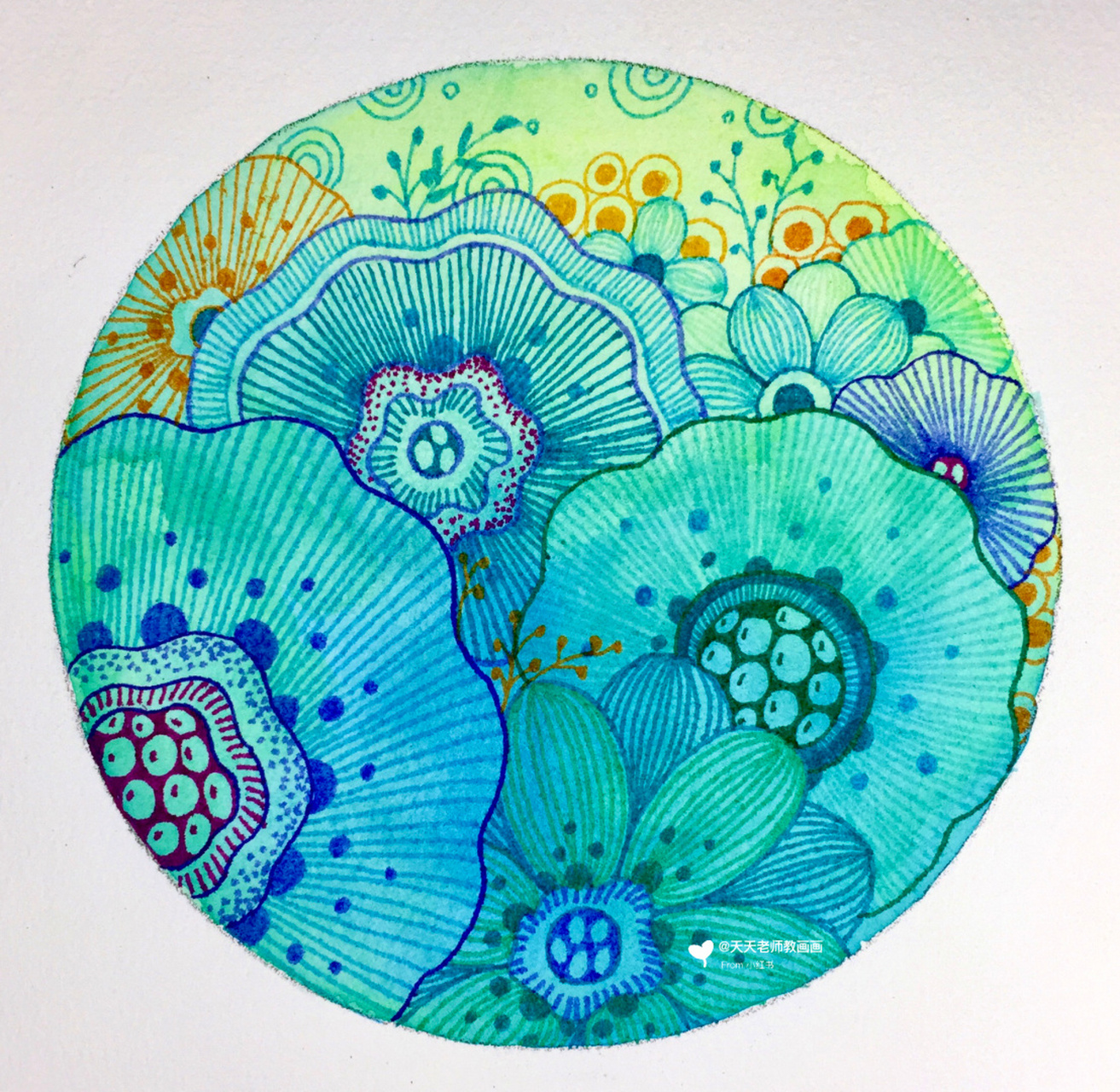 创意美术—花朵纹理94 11566线是最基本的绘画语言,利用线描画