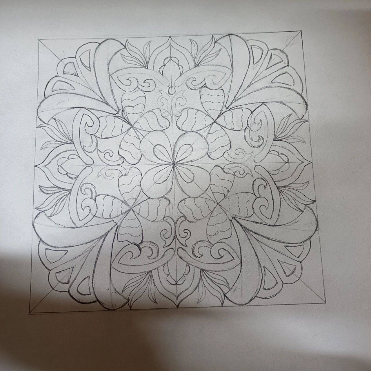 四方连续图(期末作业)  图案是自己拼接设计的,颜色没有把握好,涂出来