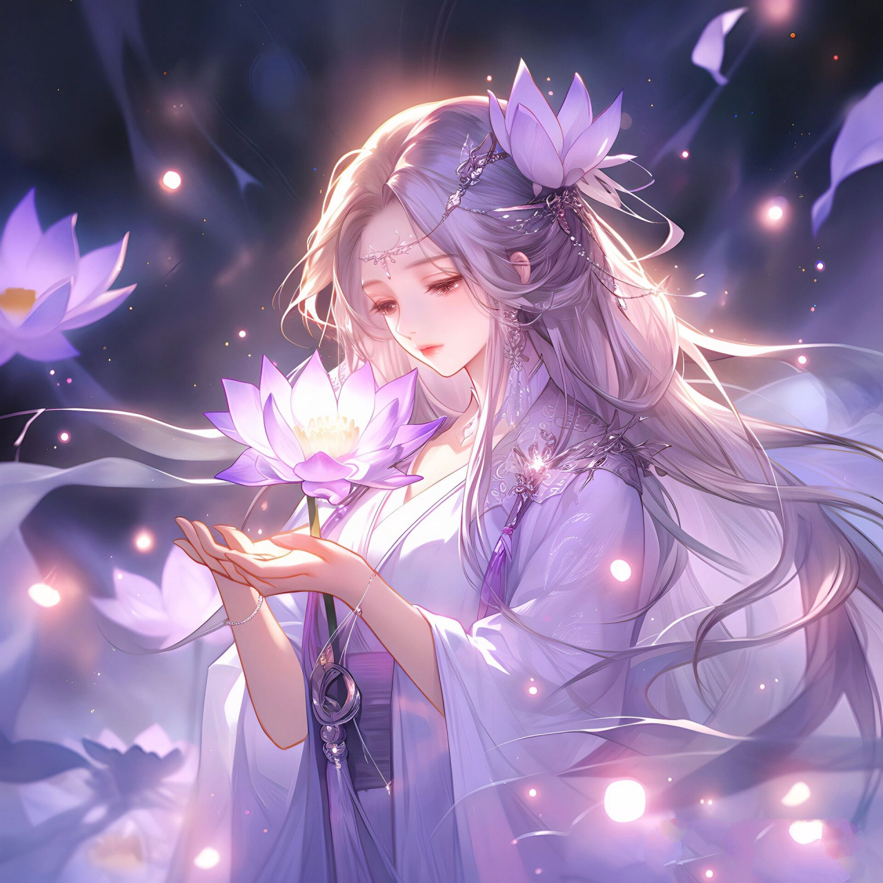 手执莲花,无忧无虑去凡尘!▏古风女生头像