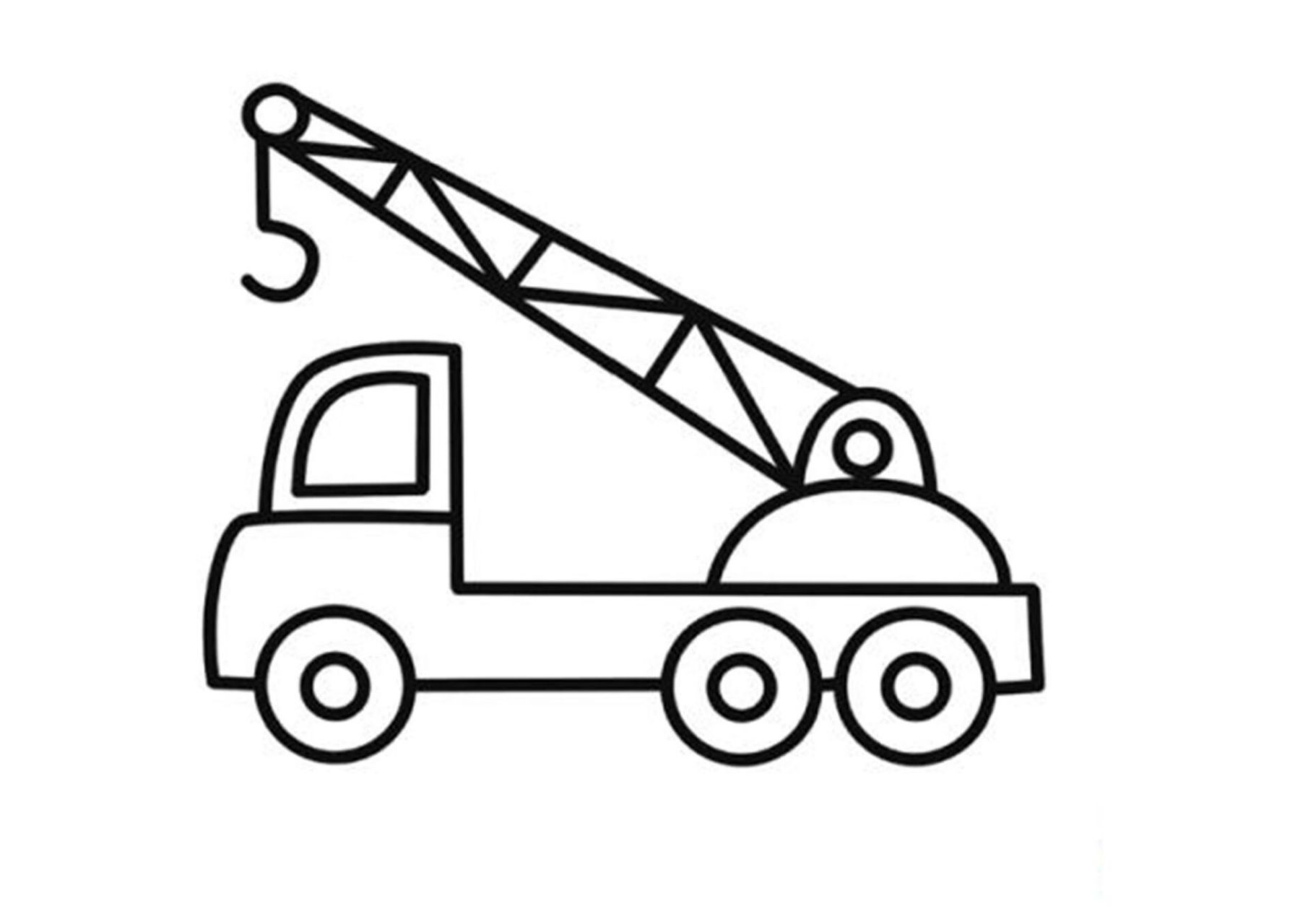 工程车简笔画涂色,可打印 :找来给宝宝涂色玩的 :自己长按图片保存到