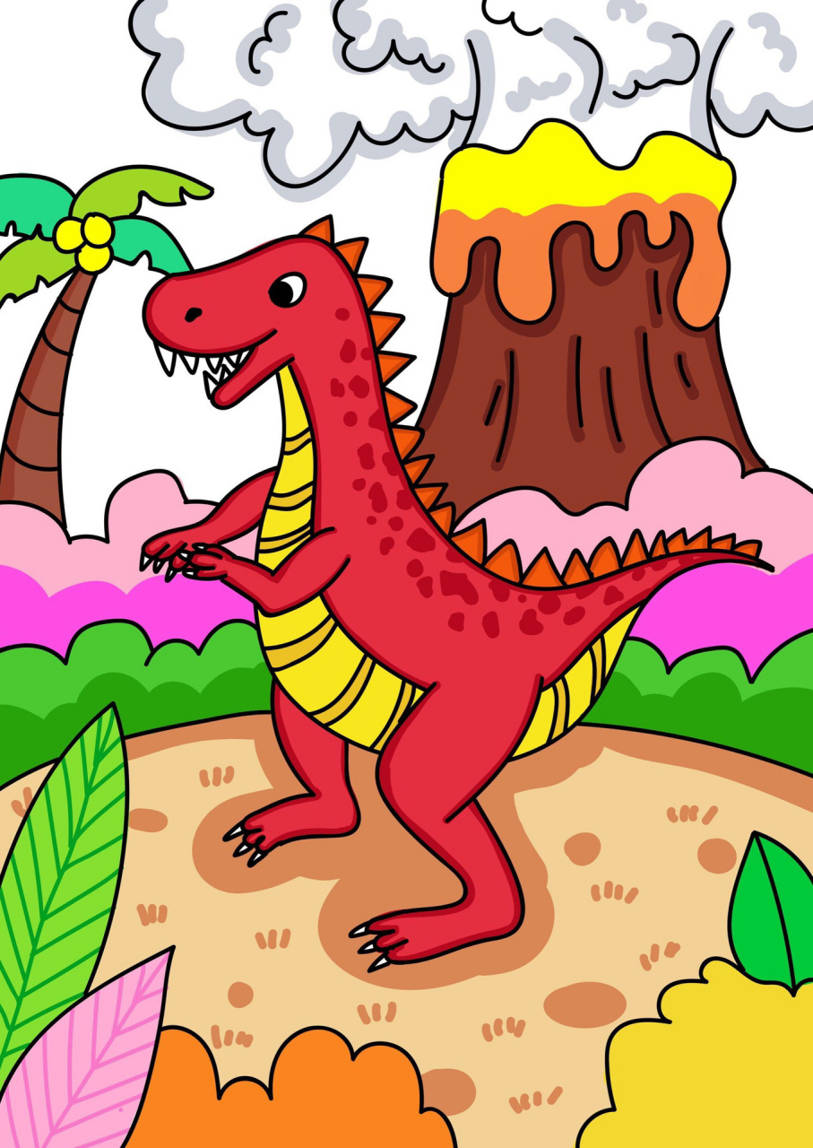 马克笔儿童画96简笔画(内附线稿) 恐龙绘画,动物主题画 适合二年级