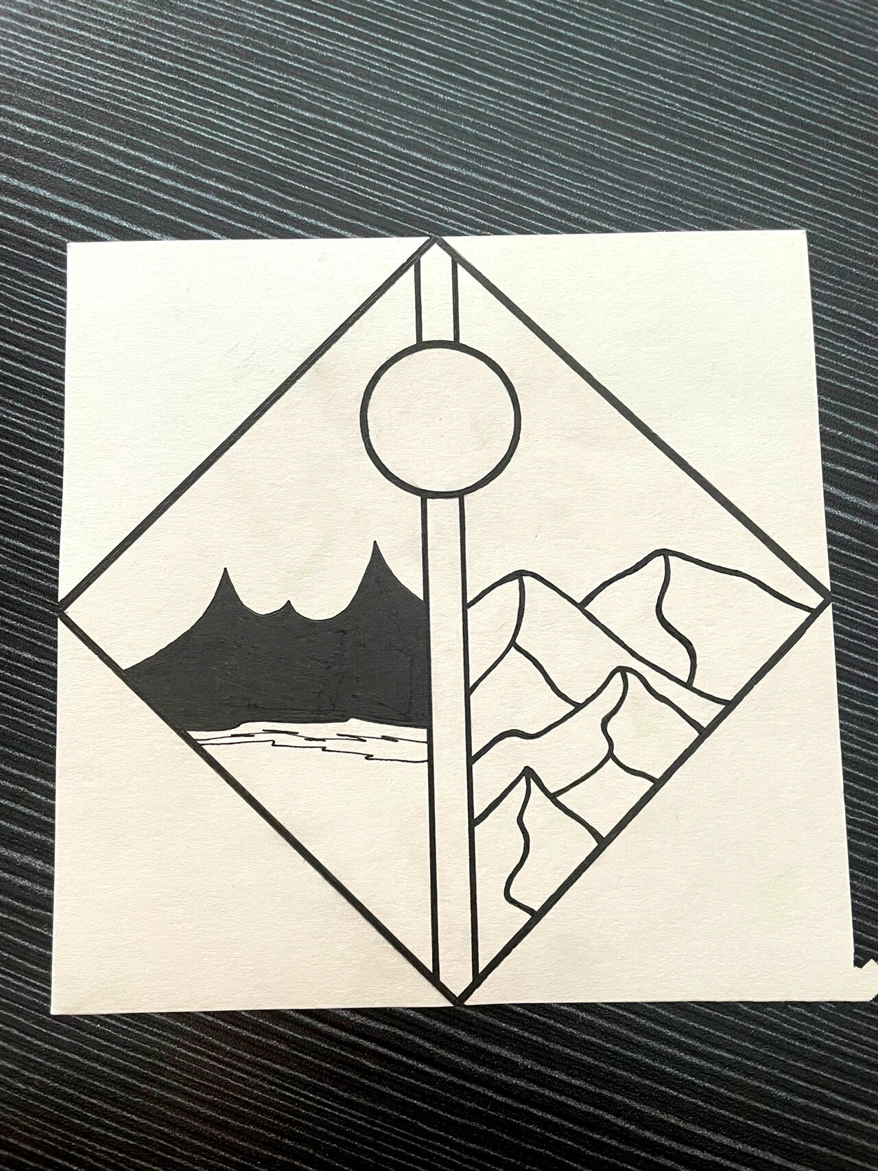 黑白装饰画 ins风 简单易画 过程图