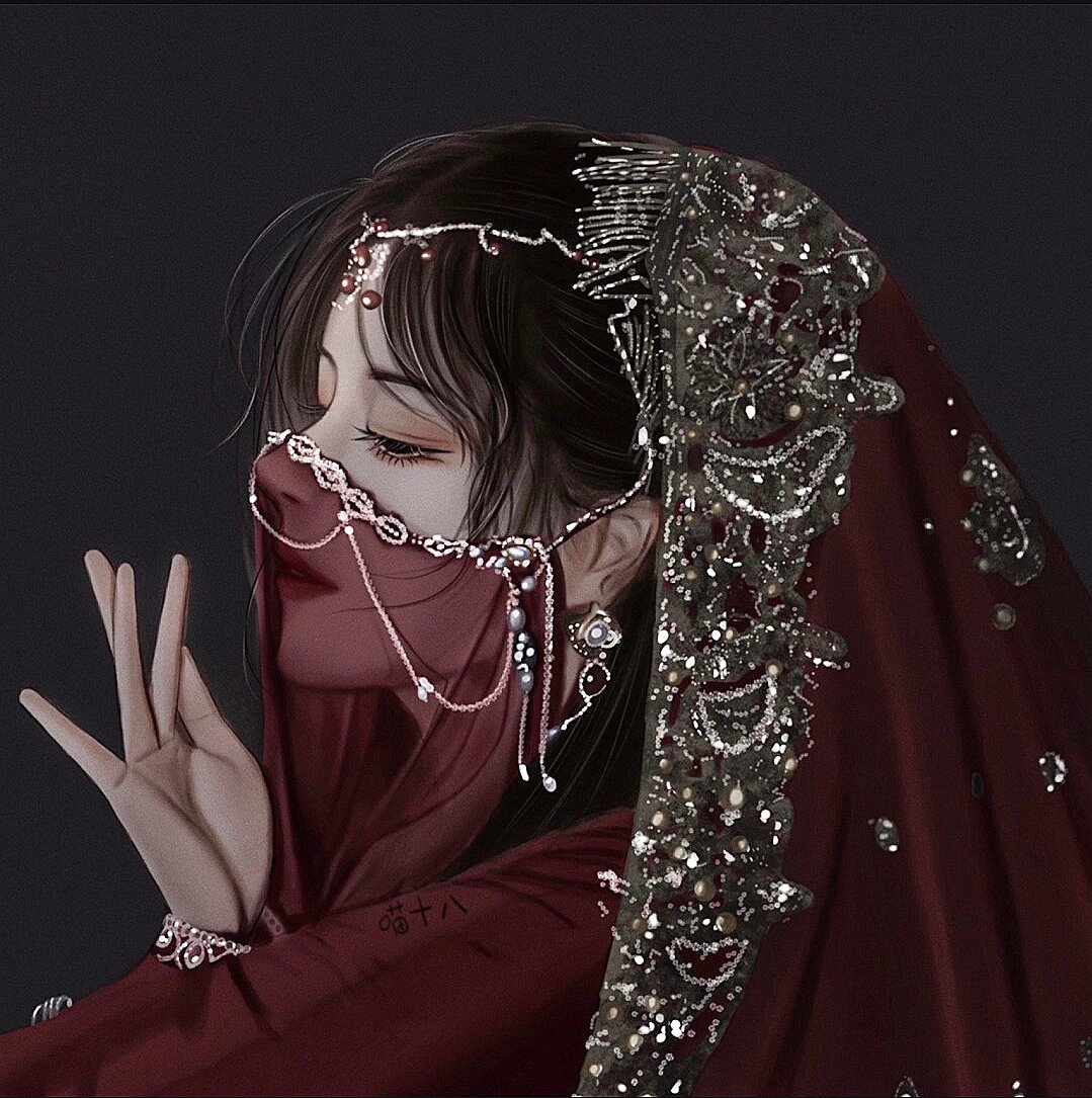 红色系列古风女头像    篱落叹花稀,故归雨过清.